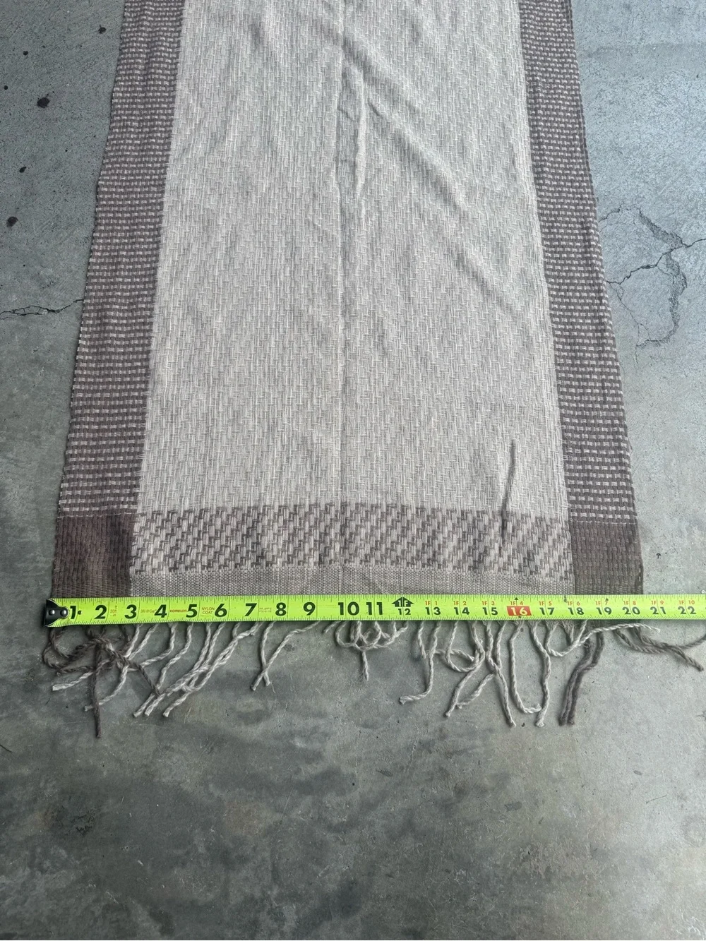 Neutral Woven Fringe Scarf - Beige and Taupe